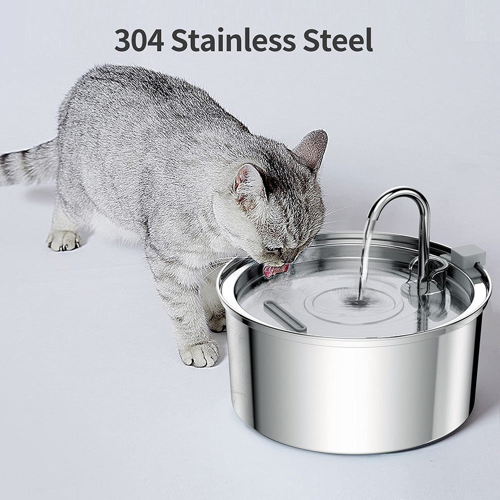Pet drinking fountain stainless steel cat water feeder automatic water circulation round drinking fountain