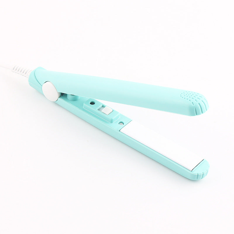 Mini curling iron straight curling dual-purpose hair straightener plastic box small splint wheat ear grid perm corn clip
