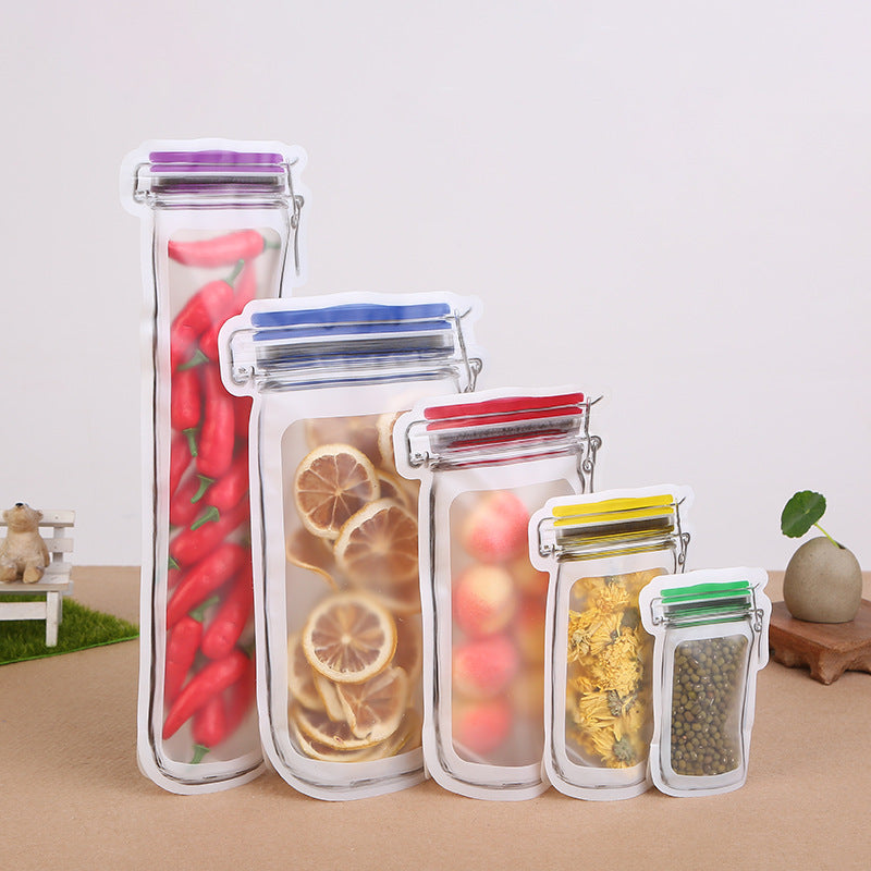 Mason jar self-sealing special-shaped fresh-keeping bag frosted snack food self-sealing packaging Mason bag custom printed logo