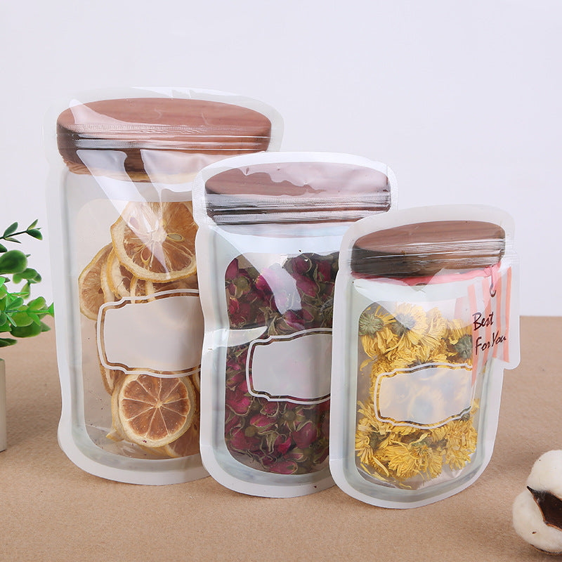 Mason jar self-sealing special-shaped fresh-keeping bag frosted snack food self-sealing packaging Mason bag custom printed logo