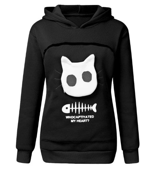 Hot Style Ladies Cat Print Sweatshirt Cat Nest Top