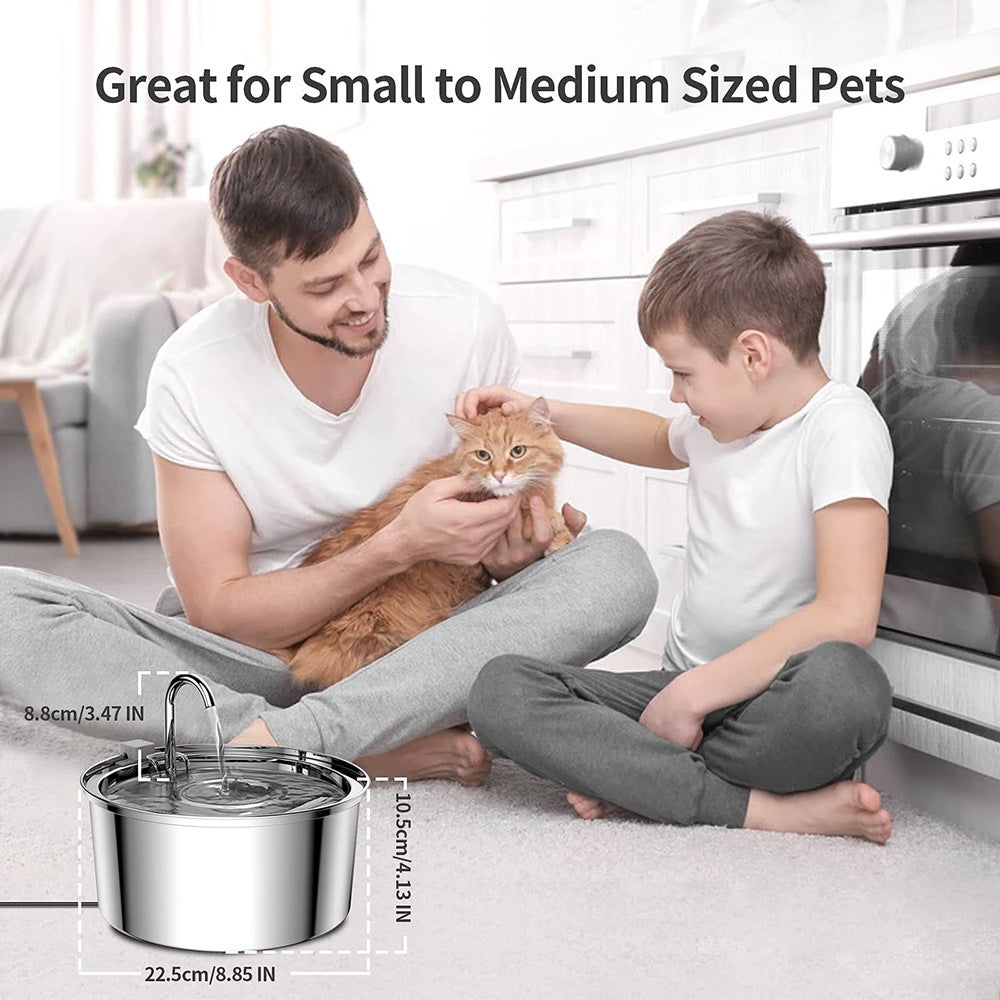 3.2L pet drinking fountain stainless steel cat water feeder automatic water circulation round drinking fountain Amazon hot sale