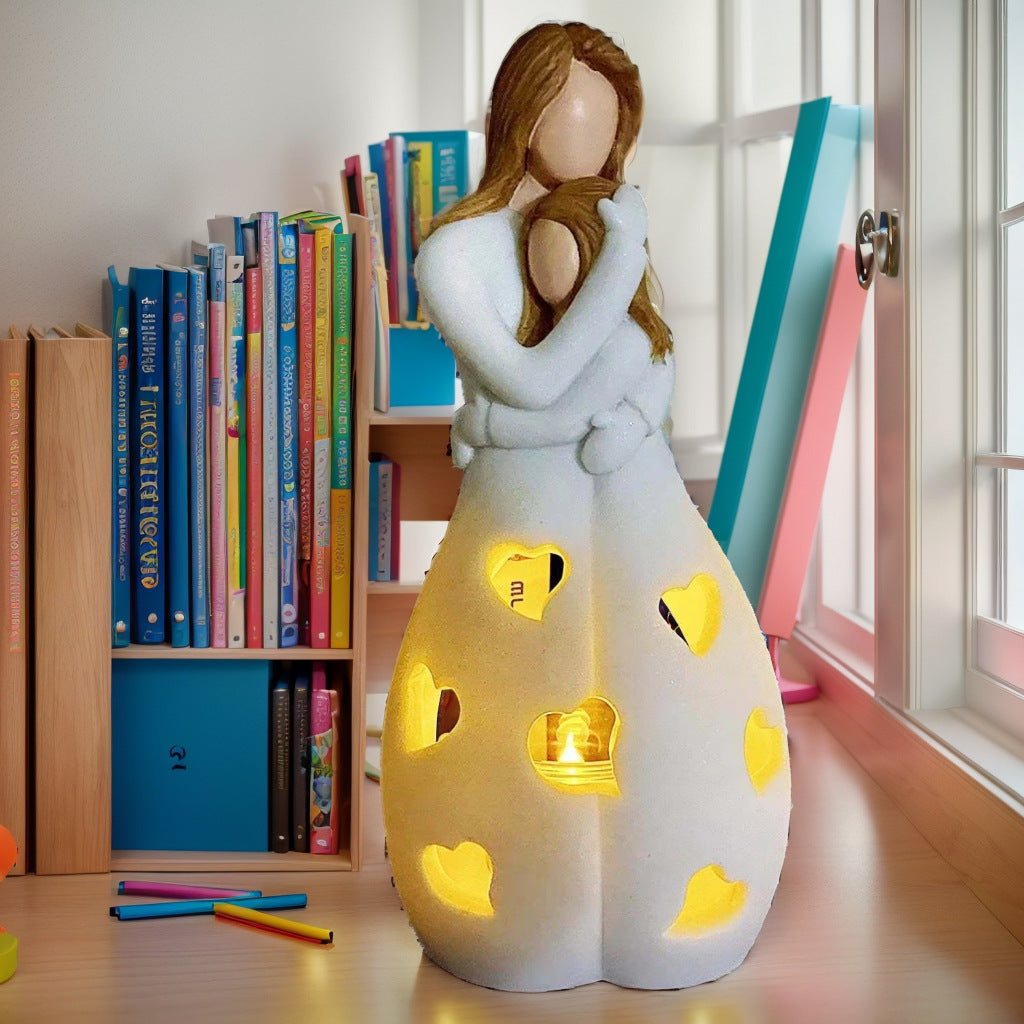 Hug candlesticks LED luminous family love mother and daughter Mother's Day resin home decoration hundreds of pieces festival