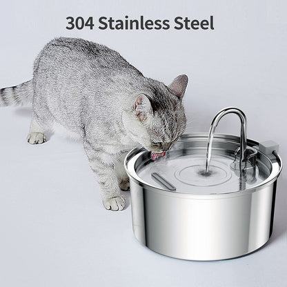 3.2L pet drinking fountain stainless steel cat water feeder automatic water circulation round drinking fountain Amazon hot sale