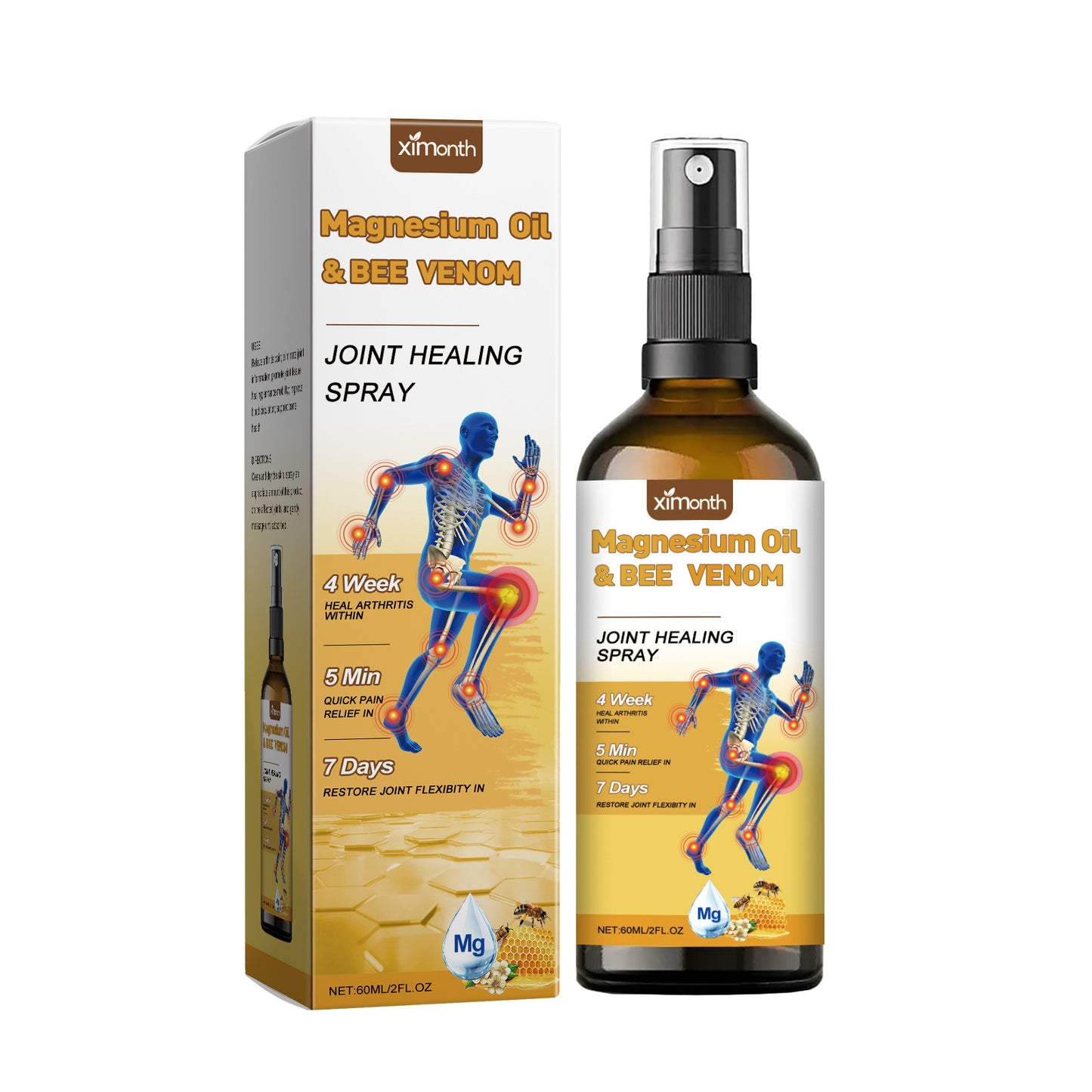 Ximonth Bee Venom Body Care Spray Relieves Discomfort in Wrists and Knees Daily Massage Skin Care Spray