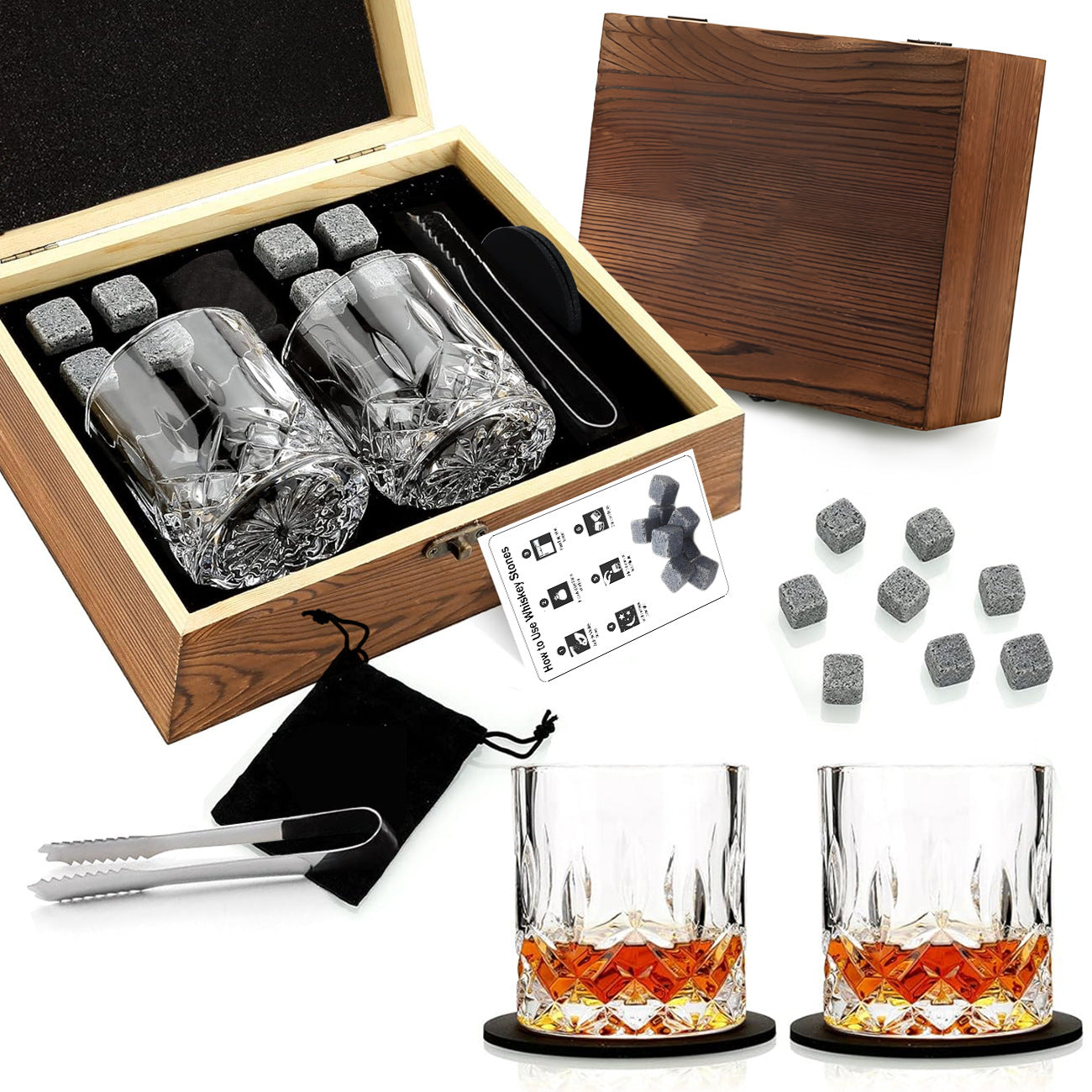 Whiskey wine set wooden box set gift