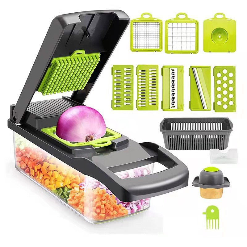 Multi-functional vegetable cutting artifact home peeling potato shreds shredded diced kitchen shredded radish grater slicer slicer
