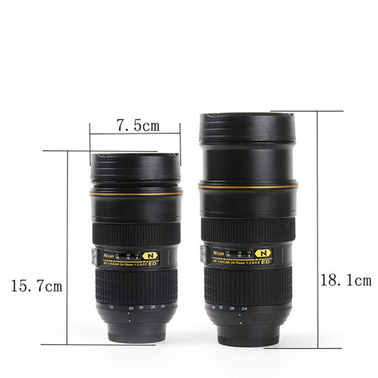 Creative SLR lens cup stainless steel water cup male and female student personality cup internet celebrity cup office coffee cup