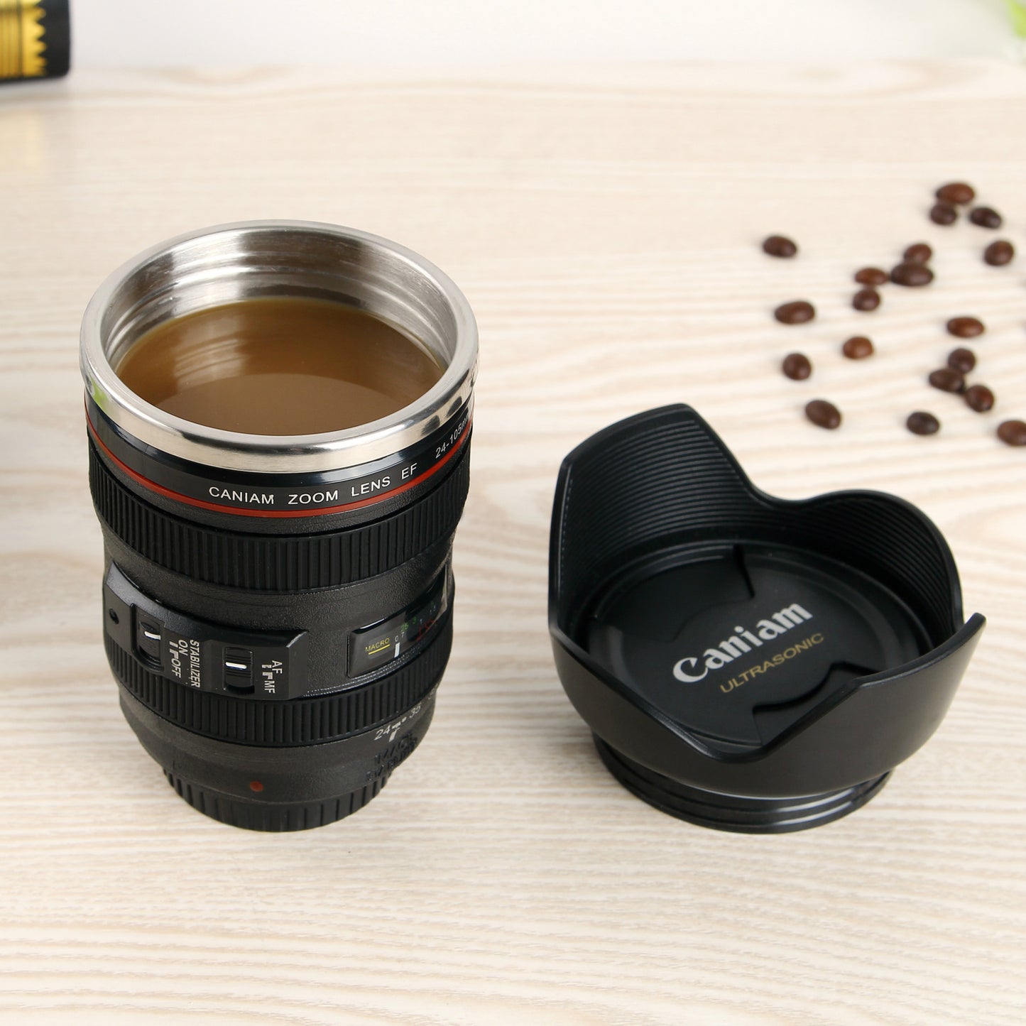 Creative SLR lens cup stainless steel water cup male and female student personality cup internet celebrity cup office coffee cup