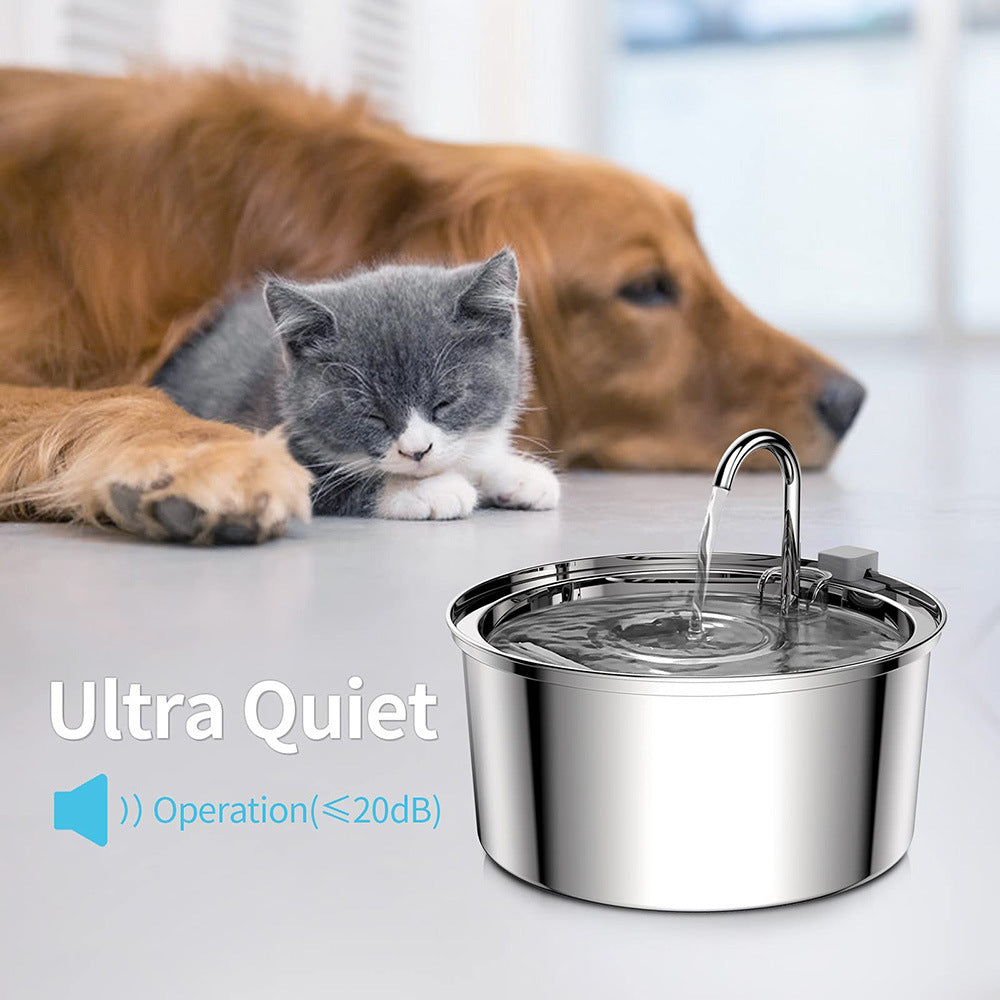 3.2L pet drinking fountain stainless steel cat water feeder automatic water circulation round drinking fountain Amazon hot sale